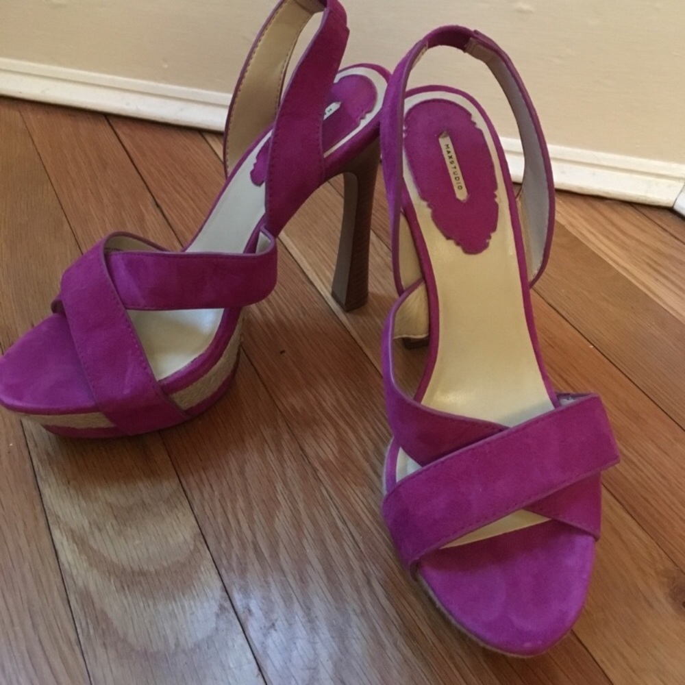 Purple Suede Platform Heels